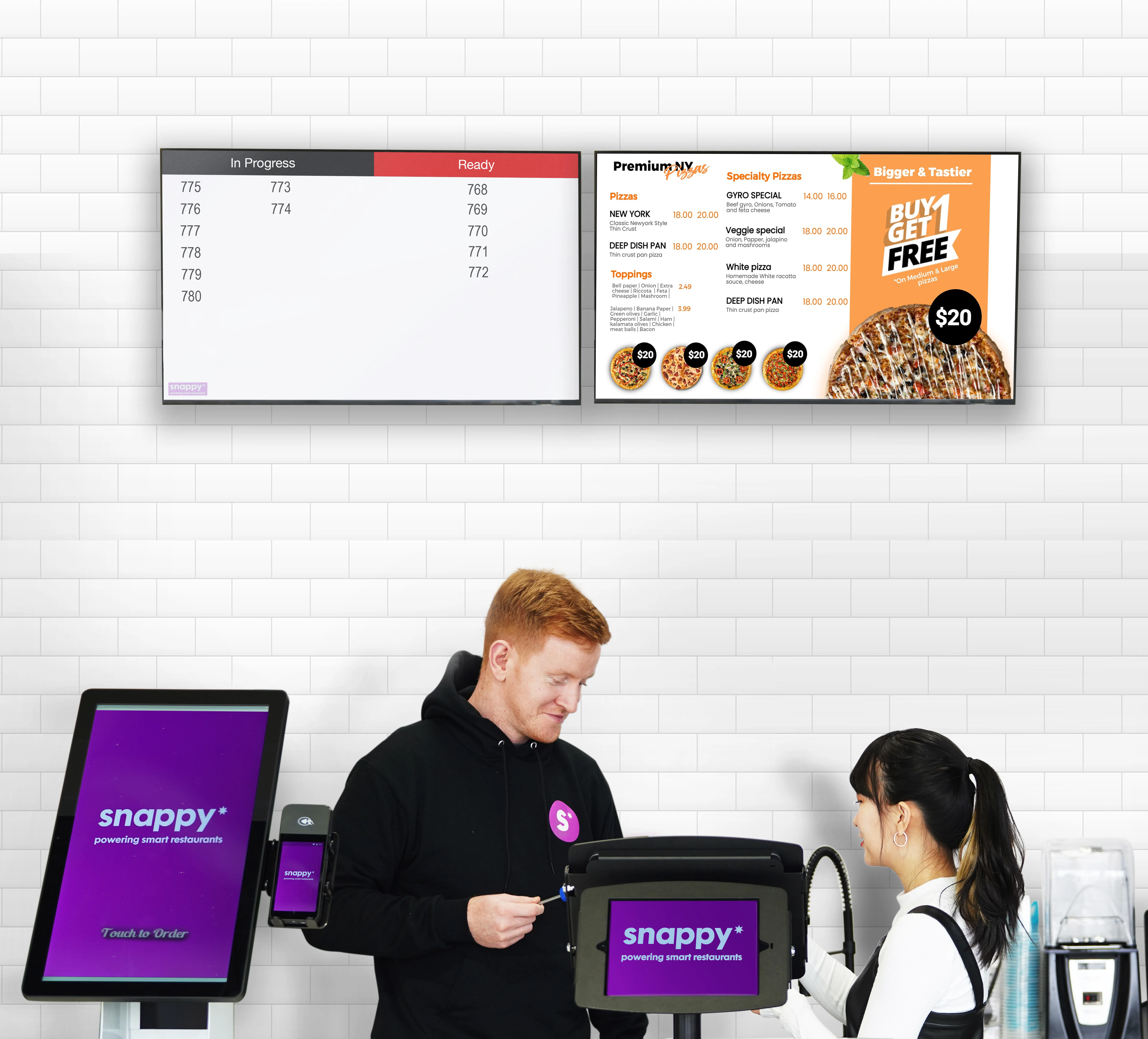 Two restaurant staff working with Snappy products 