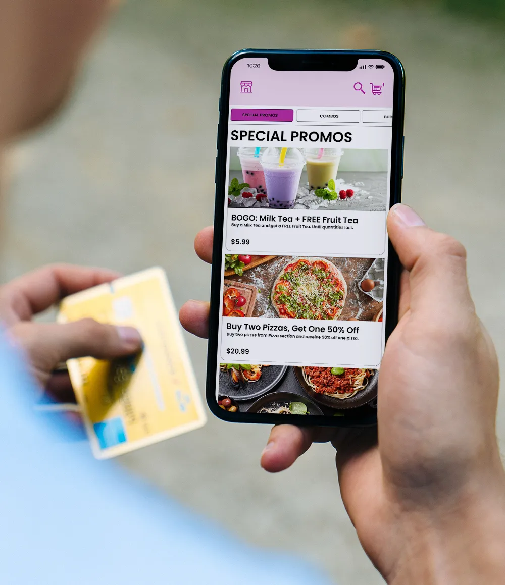 Online ordering food through Snappy-powered app