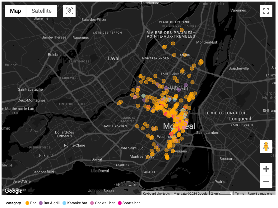 number of bars in montreal