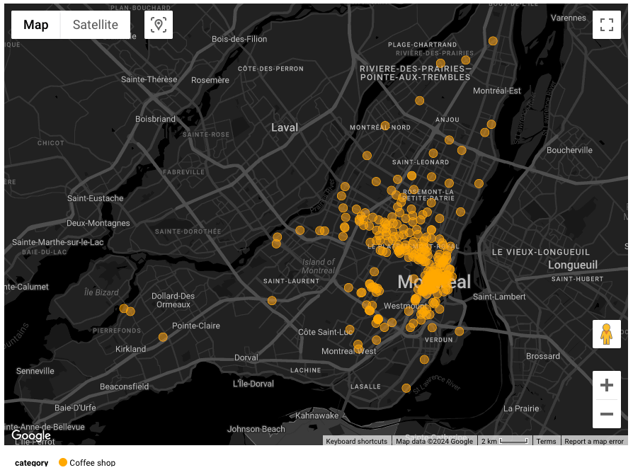 number of coffee shops in montreal