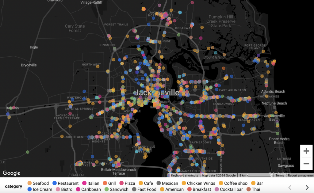 number or restaurants in jacksonville