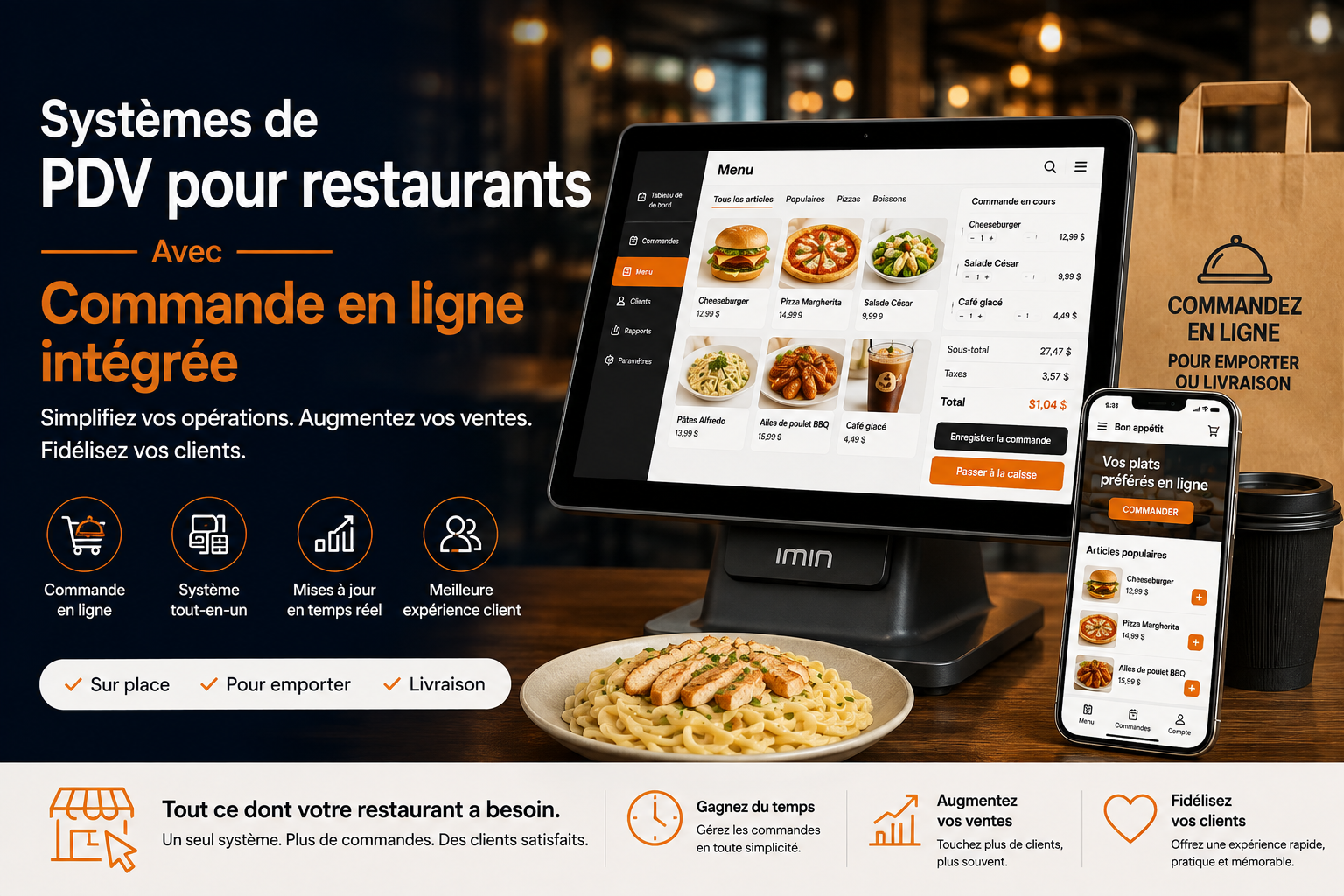 Systèmes de point de vente pour restaurants avec commande en ligne intégrée